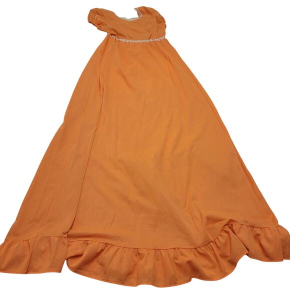 Vintage 2 piece Formfit Rogers orange lace long empire nightgown robe jacket - Picture 8 of 11